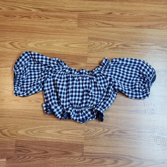 Mango crop top,puffy short sleeves size S - Picture 3 of 3